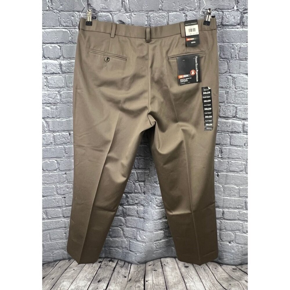 Perry Ellis Portfolio Mens Dress Pants Size 38x29 Sandstone Beige No Iron Flat F - Picture 9 of 9